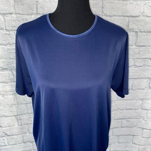 Croft & Barrow Women XL short sleeve Crewneck stretchy top Navy Blue - Picture 1 of 8